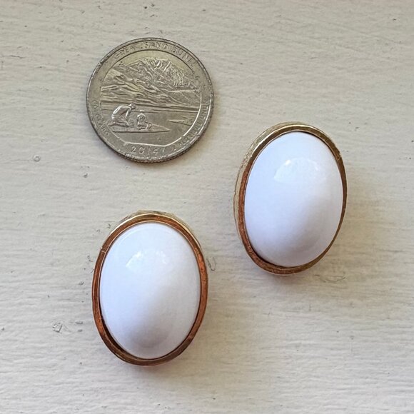 White Acrylic Clip-On Earrings by Zentall - Picture 7 of 7